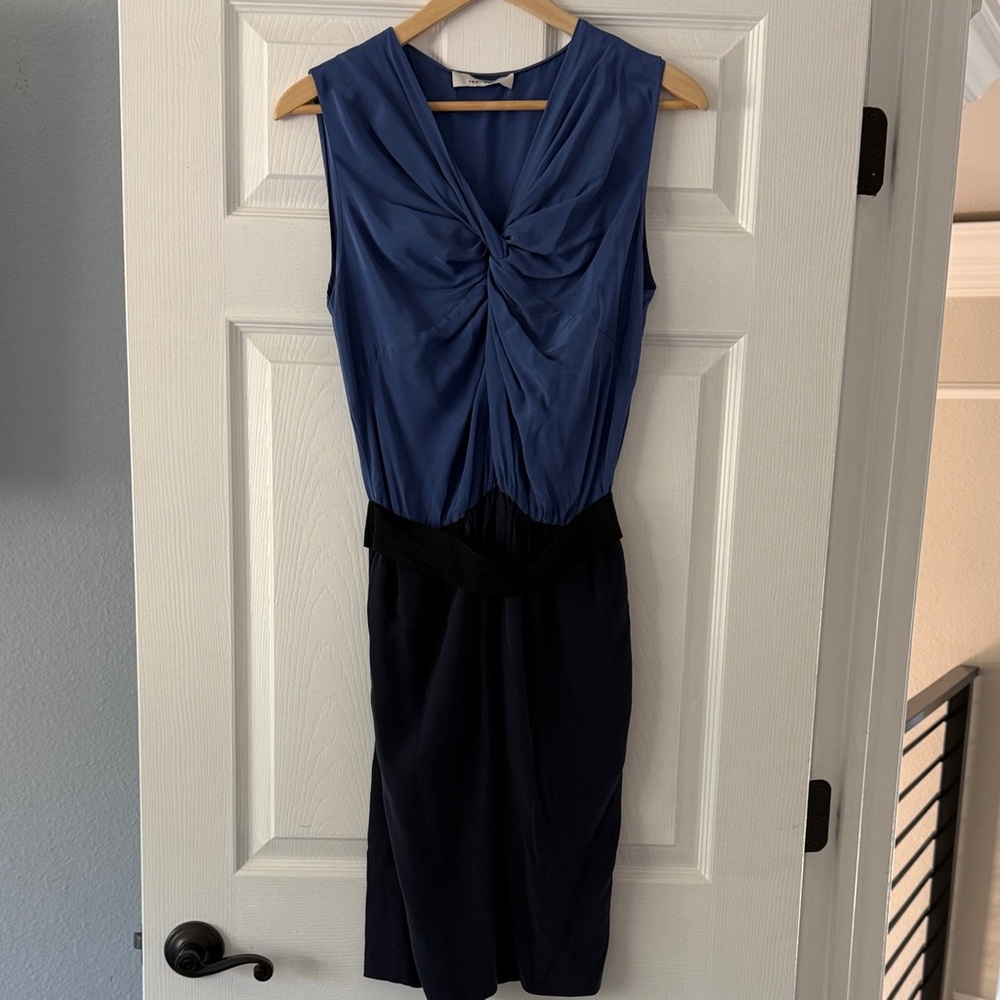 Blue Silk Sleeveless Dress